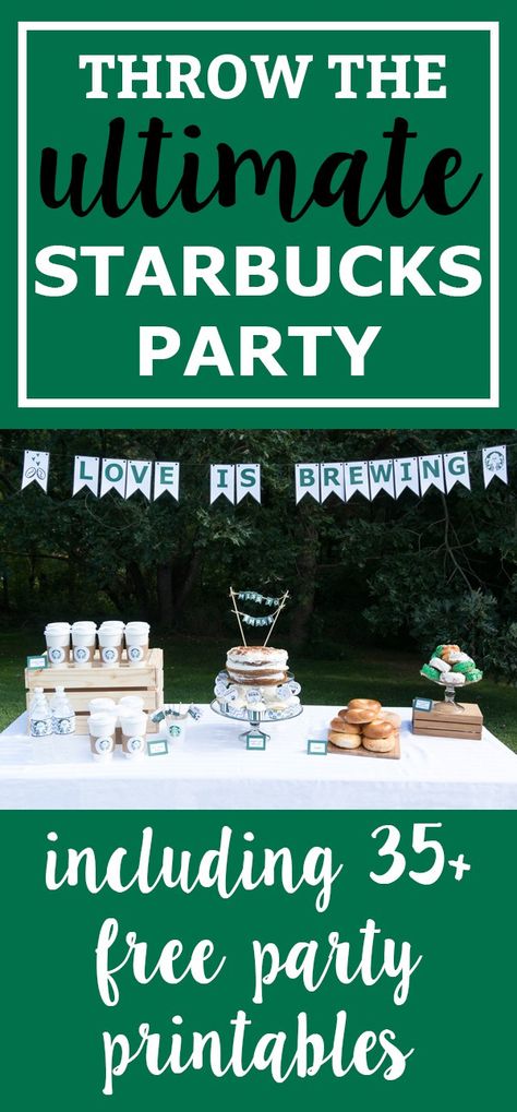 Free Starbucks Party Printables. Download the ultimate set of free party printables for a coffee party. Get what you need for a coffee bar. Perfect for a coffee bridal shower. Starbucks birthday party. Or just a Starbucks party because you love Pumpkin Spice Lattes. Download free party printables. https://momenvy.co/2017/10/the-ultimate-starbucks-bridal-shower-and-birthday-printable-party-packs.html Coffee Themed Party, Starbucks Birthday Party, Coffee Bridal Shower, Starbucks Party, Starbucks Birthday, Coffee Party, Mom Party, Birthday Party Printables, 13th Birthday Parties