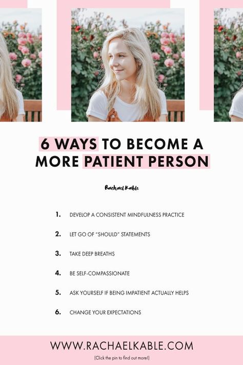 Here are 6 simple tips to help you become a more patient person. Be sure to check out tip number 6 so you can try it out for yourself:) #patient #stressmanagement #patience How To Become Patient, How To Be More Patient, How To Be Patient, Mindful Self Compassion, Podcast Ideas, Productivity Challenge, Practice Patience, Patience Is A Virtue, Patient Person