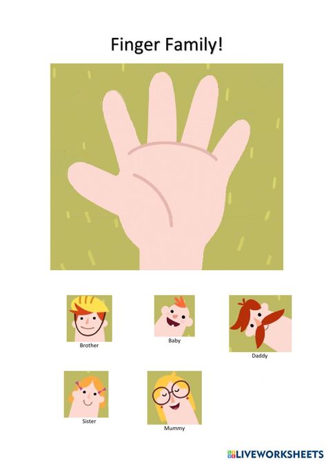 Finger Family Craft, Finger Family Printable, Family Crafts Preschool, Family Activities Kindergarten, Family Activities Preschool, Preschool Fine Motor Activities, Family Printables, Family Worksheet, Activities Kindergarten