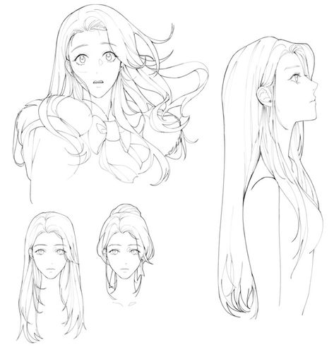 Betrayal Of Dignity, Hair References Drawing, Back Drawing, 얼굴 그리기, 캐릭터 드로잉, Figure Drawing Reference, Anime Drawings Tutorials, Working On It, Art Tutorials Drawing