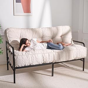 MAXYOYO 8" Futon Mattress Queen Size, Ultra Thick Futons Sofa Couch Bed Tufted Sleeper Sofa Bed, Corded Fabric Floor Mattress for Adults, Shredded Foam Filling (Frame Not Included), Beige Bedroom Ideas Comfy, Dorm Room Aesthetics, Couch And Chairs, 3 Seat Sofa Bed, Rv Inspiration, Japanese Floor Mattress, Floor Mattress, Paint Pallet, New Bedroom Ideas