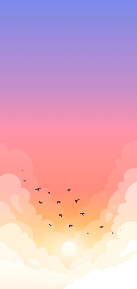 Wallpapers Sunset, Sunset Vector, Cloud Illustration, Illustration Wallpaper, Phone Screen Wallpaper, Sun Sky, Sunset Sky, Minimal Art, Screen Wallpaper