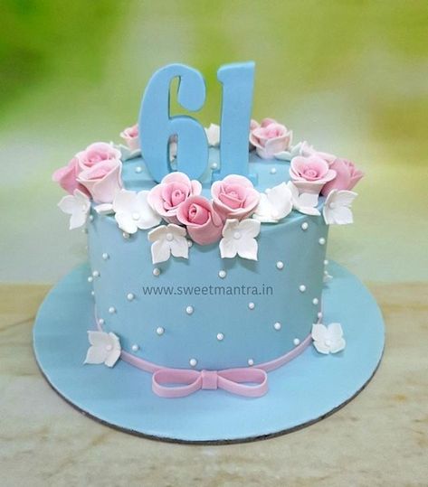 61st Birthday Cake For Mom, 61st Birthday Cake, 61 Birthday Cake, Birthday Cake Mom, Cake Mom, Customised Cakes, Designer Cake, 61st Birthday, Birthday Cake For Mom