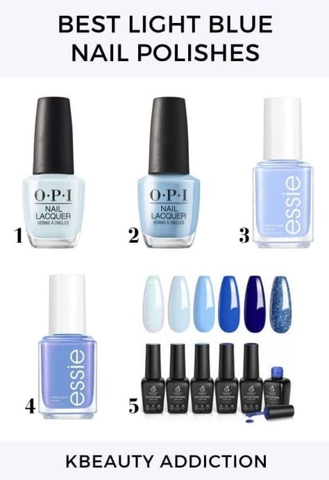 best light blue nail polishes Opi Pale Blue Nail Polish, Ice Blue Nail Polish, Opi Light Blue Nail Polish, Opi Light Blue, Very Light Blue Nails, Milky Blue Nails, Nail Polish Color Names, Pale Blue Nails, Opi Blue Nail Polish