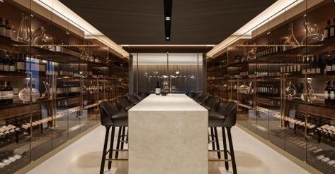 Studio Munge, Wine Lounge, Interior Chair, Wine Room Design, Home Bar Designs, Wine Shop, Wine Wall, Classic Living Room, Lighting Decor