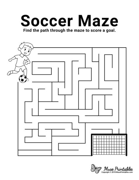 Free printable soccer maze. Download it from https://museprintables.com/download/maze/soccer/ Soccer Crafts, Mazes For Kids Printable, Soccer Camp, Maze Worksheet, Printable Mazes, Soccer Birthday Parties, Printable Puzzles For Kids, Mazes For Kids, Activity Sheets For Kids