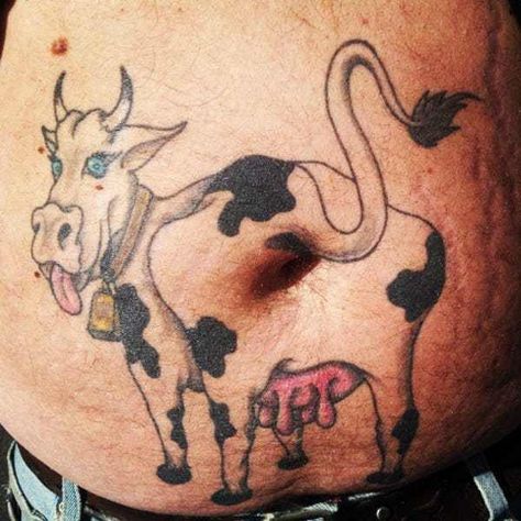 Joke Tattoos, Tattoo For 3, Y Tattoo, Tattoos Funny, First Tattoos, Terrible Tattoos, See Tattoo, Cow Tattoo, Optical Illusion Tattoo