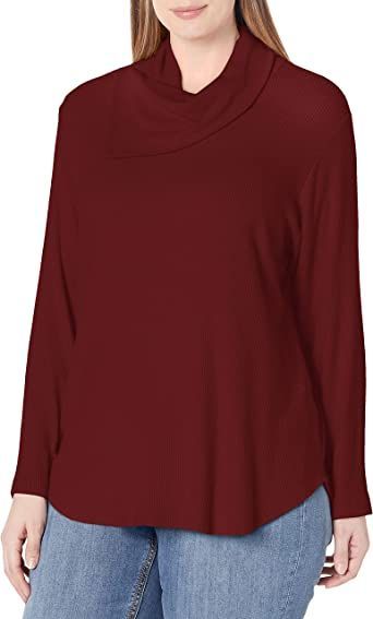 Karen Kane Women's Plus Size Drape Neck Shirttail Top Plus Size Brands, Karen Kane, Formal Shirts, Rib Knit, Casual Shirts, Button Down Shirt, Turtle Neck, Blouses, For Free