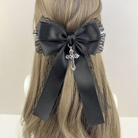 Faster shipping. Better service Renfaire Hair, Gothic Outfits For Women, Goth Hair Accessories, Coquette Accessories, Goth Coquette, Goth Prom, Black Hair Accessories, Bow Tie Hair, Goth Accessories