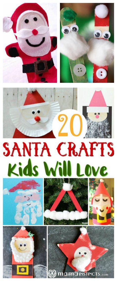 20 Santa Crafts kids will love Santa Crafts For Kids, Old Mason Jars, Santa Claus Crafts, Christmas Preschool, Classroom Christmas, Santa Crafts, Christmas Crafts For Kids To Make, Christmas Activities For Kids, Christmas Candle Holders