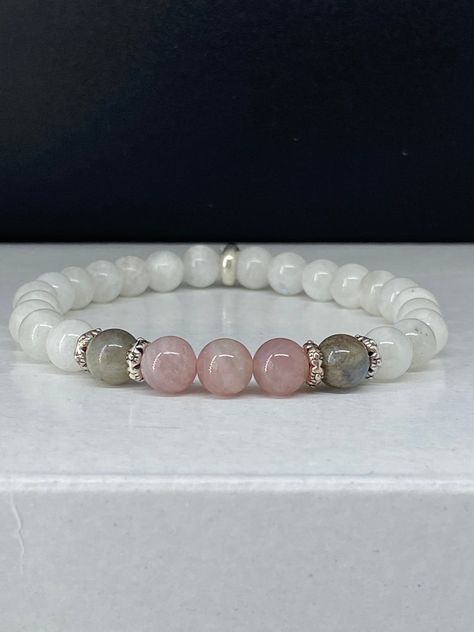 Energy Protection, Hormone Balance, Labradorite Bracelet, Rose Quartz Bracelet, Beads Bracelet Design, Moonstone Bracelet, Crystal Beads Bracelet, Gemstone Beaded Bracelets, Beaded Bracelets Diy