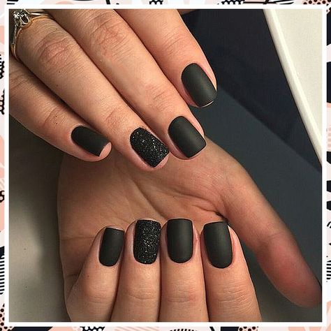 Black Nails Ideas - Are you prepared to solve your solution? Click to fulfill your desires. Black Nails Matte, Black Sparkle Nails, Engagement Nails, Black Coffin Nails, Matte Black Nails, Nails Matte, Black Nail Art, Black Nail Polish, Nail Design Inspiration