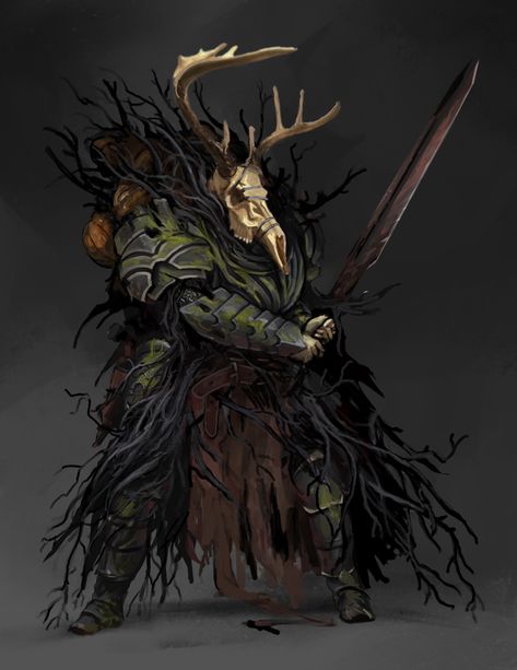 ArtStation - Knight of the Cursed Forest, Todd Ulrich Forest Knight, Cursed Forest, Genestealer Cult, Heroic Fantasy, Fantasy Races, Dungeons And Dragons Characters, Manama, Fantasy Monster, Fantasy Armor