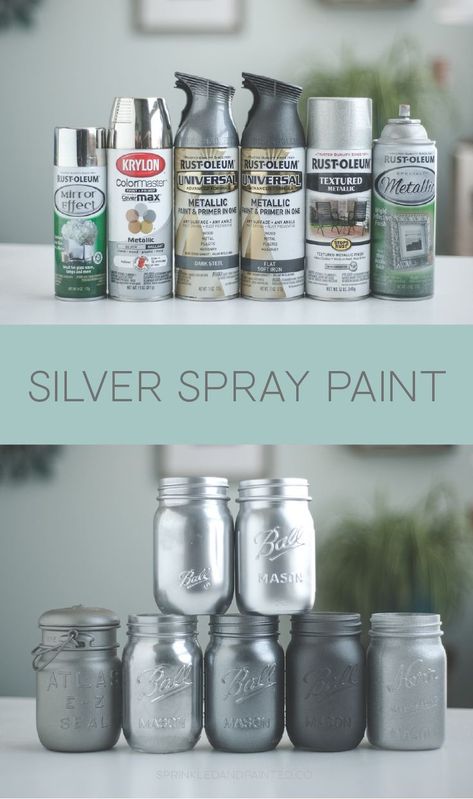 Silver spray paint colors, Rustoleum and Krylon. #Rustoleum #Krylon #DIYspraypainting Silver Spray Paint Furniture, Silver Spray Paint On Metal, Metal Spray Paint, Metallic Paint Colors, Spray Paint Projects, Silver Spray Paint, Rose Gold Painting, Silver Spray, Spray Paint Colors