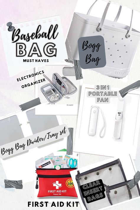 Baseball Wagon Organization, Bogg Bag Baseball Mom, Bogg Bag Organization Ideas, Basketball Mom Bag Essentials, Baseball Bag Essentials, Baseball Bags For Moms, Baseball Bogg Bag, Travel Ball Mom Must Haves, Travel Baseball Mom Must Haves