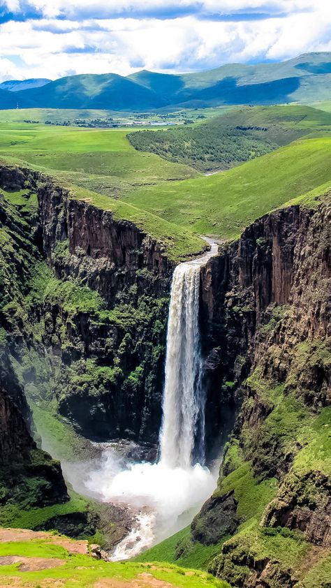 The Place of Smoke | Semonkong, Lesotho, high-altitude South Africa. Lesotho Travel, Lesotho Africa, African Travel, Sugar Paper, Countries To Visit, Beautiful Waterfalls, Africa Travel, Special Places, African Dress