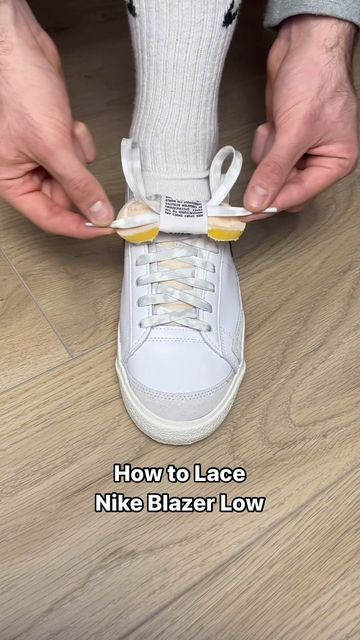 How To Lace Blazer Mid 77, How To Lace Blazer Shoes, How To Lace Nike Blazers, Sneaker Laces Ideas, Blazer Shoes, Nike Blazer Low 77, Blazers Shoes, Sneakers Street Style, Lace Blazer