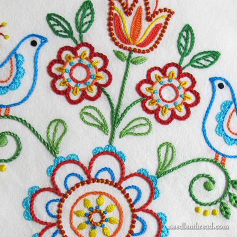 Folk Art Embroidery Patterns, Scandinavian Embroidery Designs, Scandinavian Folk Art Embroidery, Dutch Embroidery Patterns, Folk Embroidery Bohemian, Swedish Embroidery Patterns Free, Scandinavian Floral Pattern, Embroidered Flowers Simple, Folk Embroidery Patterns