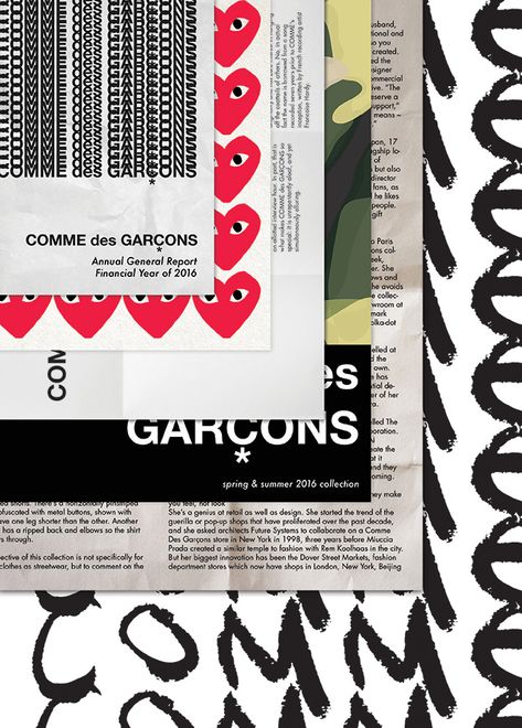 COMME des GARÇONS—Annual General Report on Behance Cdg Poster, Foto Muro Collage, Posters Ideas, Wall Photo, Picture Collage Wall, Photo Wall Collage, Collage Wall, Art Collage Wall, Picture Collage