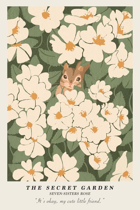 White seven-sisters rose with chipmunk Wall art https://etsy.me/3hZ7bYf #printablewallart #wallart #flower #illustration #floral #rose #chipmunk #animal #vertical Art Bio, Printable Wall Collage, Floral Quotes, 카드 디자인, Plakat Design, Animal Wall Decor, The Secret Garden, 수채화 그림, Picture Collage Wall