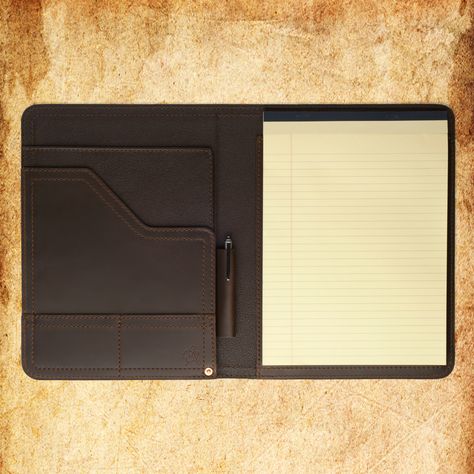 Saddleback Notepad Holder! [Medium] Perfect for internship! Leather Phone Stand, Saddleback Leather, Leather Working Projects, Leather Notepad, Leather Padfolio, Leather Desk Pad, Leather Book Covers, Leather Folder, Leather Notebook Cover