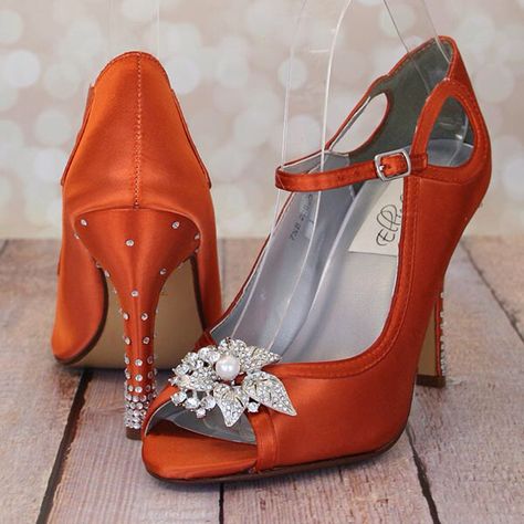 Burnt Orange Wedding Shoes, Orange Wedding Shoes, Peep Toe Wedding Shoes, Burn Orange, Custom Wedding Shoes, Silver Wedding Shoes, October Wedding, Evening Shoes, Travel Inspired