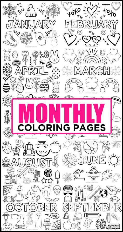 Free Months Of The Year Printables, January Coloring Pages For Kids, August Coloring Pages Free Printable, September Coloring Pages Free Printable, January Coloring Pages Free Printable, Months Of The Year Printables Free, Months Of The Year Activities, Season Coloring Pages, January Coloring Pages