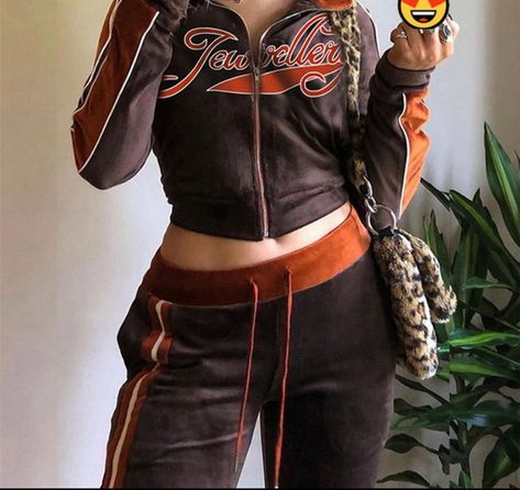 Brown Velour Tracksuit | Etsy Sweat Suits Women, Looks Hip Hop, Straight Sweatpants, Pink Tracksuit, Velvet Tracksuit, Long Sleeve Outfits, Sendai, Letter Embroidery, Sweatshirt Outfit