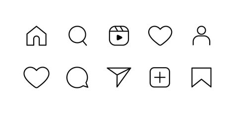 social media flat icons set notification speech bubble for like share save comment buttons Camera Search Heart Home web symbols and icons Free Vector Icons For Website Web Design, Search Symbol, Best Hd Background, Instagram Symbols, Instagram Heart, Instagram Graphics, Flat Icons Set, Drawing Journal, Heart Icon