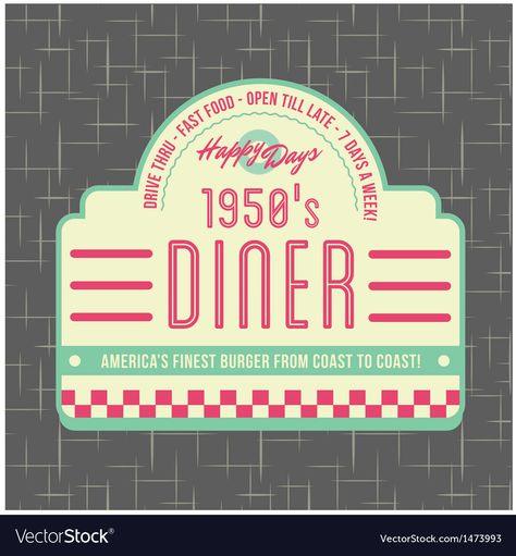 1950s Diner Style Logo Design Royalty ... 50 Diner, American Diners, Diner Design, Diner Logo, Diner Bar, Style Logo Design, Diner Ideas, 1950s Diner, Diner Sign