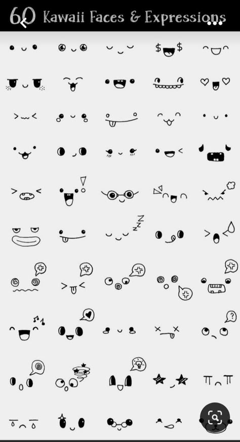 Cute Doodle Faces, Doodle Art Emotion, Cute Expressions Drawing, Cute Faces To Draw, Cute Cartoon Faces, Face Doodles, Alfabet Font, Comic Face, Kawaii Faces