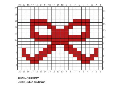 bow by Alexxbray | Chart Minder How To Crochet From A Graph Pattern, Crochet Flower Pixel, Simple Crochet Graph Patterns, No Face Alpha Pattern, 20x20 Alpha Pattern, Bow Cross Stitch Pattern, Fall Crochet Grid, Tapestry Crochet Projects, Knit Chart Patterns