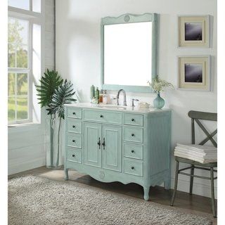 Shabby Chic Vanity Mirror, Vintage Blue Bathroom, Cottage Style Bathrooms, Blue Bathroom Vanity, Shabby Chic Vanity, Blue Shabby Chic, Chic Bathroom, Estilo Shabby Chic, Shabby Chic Room