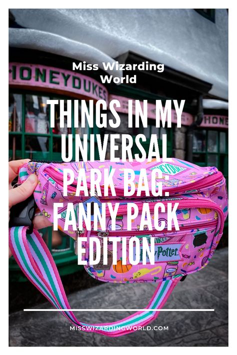 Fanny Pack Theme Park Essentials For Universal Orlando — Miss Wizarding World Universal Studios Orlando Park Bag, Theme Park Backpack Essentials, Best Bag For Universal Studios, Universal Orlando Packing List, What To Pack For Universal Studios, Universal Studios Must Haves, Packing For Universal Studios Orlando, Universal Studios Orlando Packing List, Universal Packing List