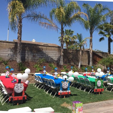 Thomas and Friends Thomas 1st Birthday Party, Thomas The Train Birthday Party Activities, Choo Choo Turning Two, Thomas The Train 1st Birthday Party, Thomas The Engine Birthday, Thomas The Train Birthday Centerpieces, Thomas All Engines Go Party, Thomas The Train Second Birthday Party, Thomas And Friends Birthday Theme