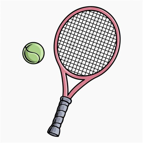 Tennis Drawing, Tennis Birthday, Ball Drawing, Table Tennis Racket, Lawn Tennis, Drawing Table, Drawing Tutorial Easy, Simple Cartoon, Sports Balls