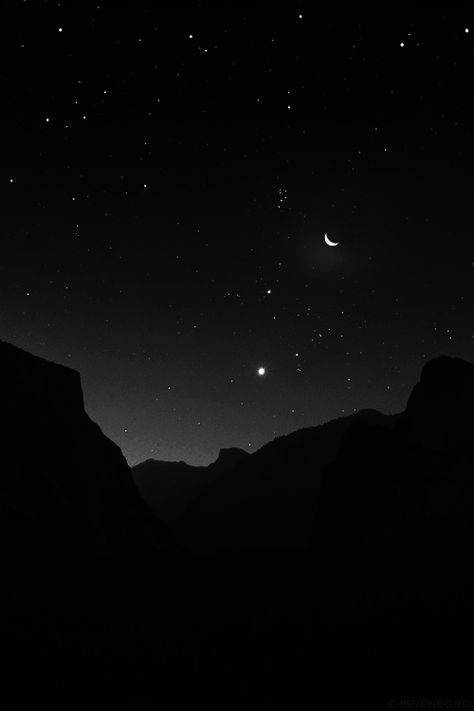 ☾ Midnight Dreams ☽ dreamy & dramatic black and white photography - moon sliver The Night Sky, Stars And Moon, Night Sky, Planets, Moon, Black And White, Stars, White, Black