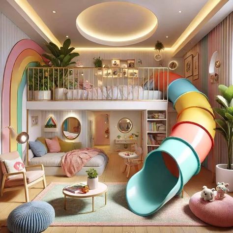 Cool Small Room Ideas, Playroom Ideas Colorful, Playroom Loft Ideas For Kids, Cool Playroom Ideas, Play Loft, Dream Playroom, Bedroom Ideas For Kids, Kids Playroom Ideas, Amazing Bedroom Designs