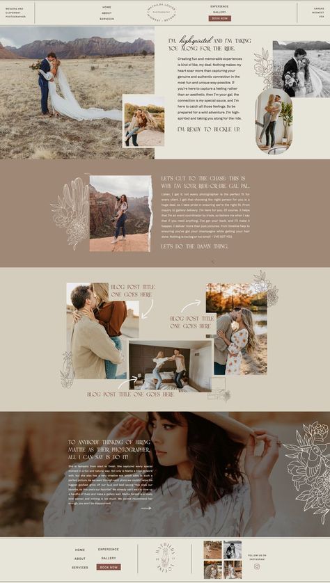 Boho Western Midwest Elopement Photography showit website design for Wedding and Elopement Photography Photography Website Inspiration, Website Branding Inspiration, Photographer Website Design, Boho Website, Photography Website Templates, Wedding Website Design, Photography Portfolio Website, Photography Website Design, Showit Website Design