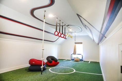 There may be a Flash Flood warning today in Charlotte ⚠️ but with an indoor soccer field upstairs at home, there’s no postponing of any games or fun at this house! Ready to have similar reinforcements at home? We’ve got you! Schedule a free 30 minute consultation on our site! Let’s play! Interior design: @playwildchild Mural: @copeley_designs_art Photography: @taylorstadingphoto Custom Playroom, Indoor Soccer Field, Soccer Room, Unstructured Play, Flash Flood, Flood Warning, Indoor Soccer, Playroom Design, Sports Room