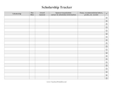 With this handy tracker, students can keep track of college scholarships they're applying to, due dates, award amounts, submission information, and qualifications or materials needed. Free to download and print Scholarship Tracker, Teacher Binder Organization, Emergency Contact Form, Poem Template, Sign Up Sheets, College Preparation, College Scholarships, Hebrew Language, Student Information