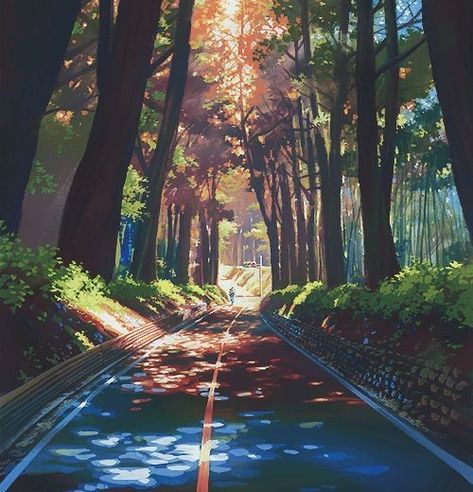 Anime Road Background, Scenery Gif, Road Drawing, Internet Art, Art Diary, Scene Design, Dreamy Art, Anime Scenery Wallpaper, Scenery Wallpaper