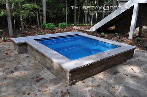 Pools and Spas - Thursday Pools Inground Hot Tub, Thursday Pools, Space Accessories, Inground Spa, Prefab Pool House, Wood Spa, Hot Tub Designs, Fiberglass Pool, In Ground Spa