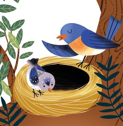 Nest Illustration, Birds Illustration, Kids Canvas Art, Book Cover Illustration, Cute Animal Illustration, Kids Canvas, Advocate Art, Animated Christmas, Fairy Book