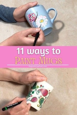 How To Paint Mugs And Bake, Acrylic Paint On Mugs Diy, Acrylic Paint On Ceramic Mug, Decorating Ceramic Mugs, Decorated Coffee Mugs, How To Paint Mugs, How To Paint Coffee Mugs, Painting On Coffee Mugs, Diy Painted Coffee Mugs