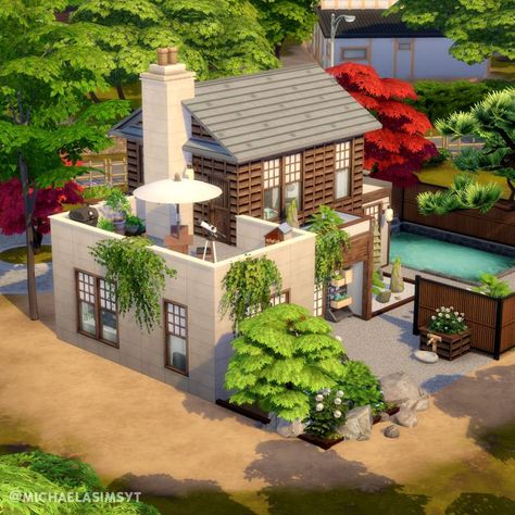 Small Japanese Home 🌿 A fairly small japan-style home for a young family with an infant! The house comes with a small side-yard, a balcony for barbecues and two dining spaces! No CC and Maxis Match the sims 4 house exterior || the sims 4 exterior || the sims 4 house || the sims 4 house ideas || sims 4 houses || sims 4 house plans #EAPartner #thesims4 #simshouse #simsbuild #showusyourbuilds #sims4maxismatch #sims4housebuild #simshome #dreamhouse #sims Sims 4 Japanese House, Japanese Home Exterior, Sims 4 Exterior, Sims 4 Family House, Sims 4 House Ideas, Sims 4 House, Sims 4 Speed Build, Sims 4 Family, Sims 4 House Plans