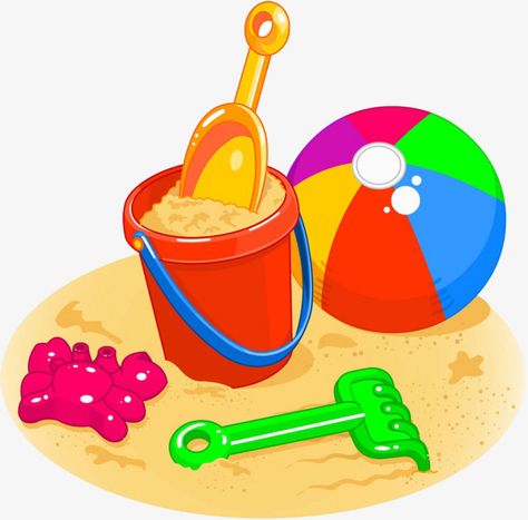 Toys Clipart, Green Flip Flops, Bucket And Spade, Beach Clipart, Sand Toys, Beach Toys, Beach Ball, Sand Art, Medical Illustration