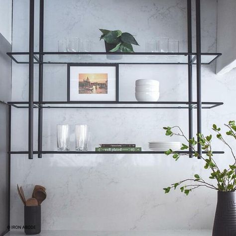 Island Shelves, Glass Bar Shelves, Suspended Shelf, Ceiling Shelf, Bistro Shelving, Glass Shelving Unit, Suspended Shelves, Breakfast Counter, Ceiling Shelves