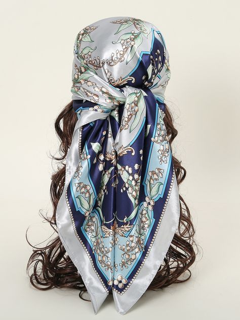 Turban Scarf, Satin Hijab, Floral Bandana, Hair Scarves, Elegant Headband, Silk Satin Scarf, Silk Bandana, Head Scarf Styles, Satin Scarf