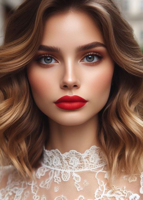 Hollywood Glamour! Old Hollywood red lips add a touch of vintage elegance and timeless sophistication. Lipstick Commercial, Hollywood Glam Makeup, Dramatic Winged Eyeliner, Retro Makeup Looks, Maroon Lips, Dramatic Eyeliner, Raspberry Lips, Lips Inspiration, Neutral Skin Tone